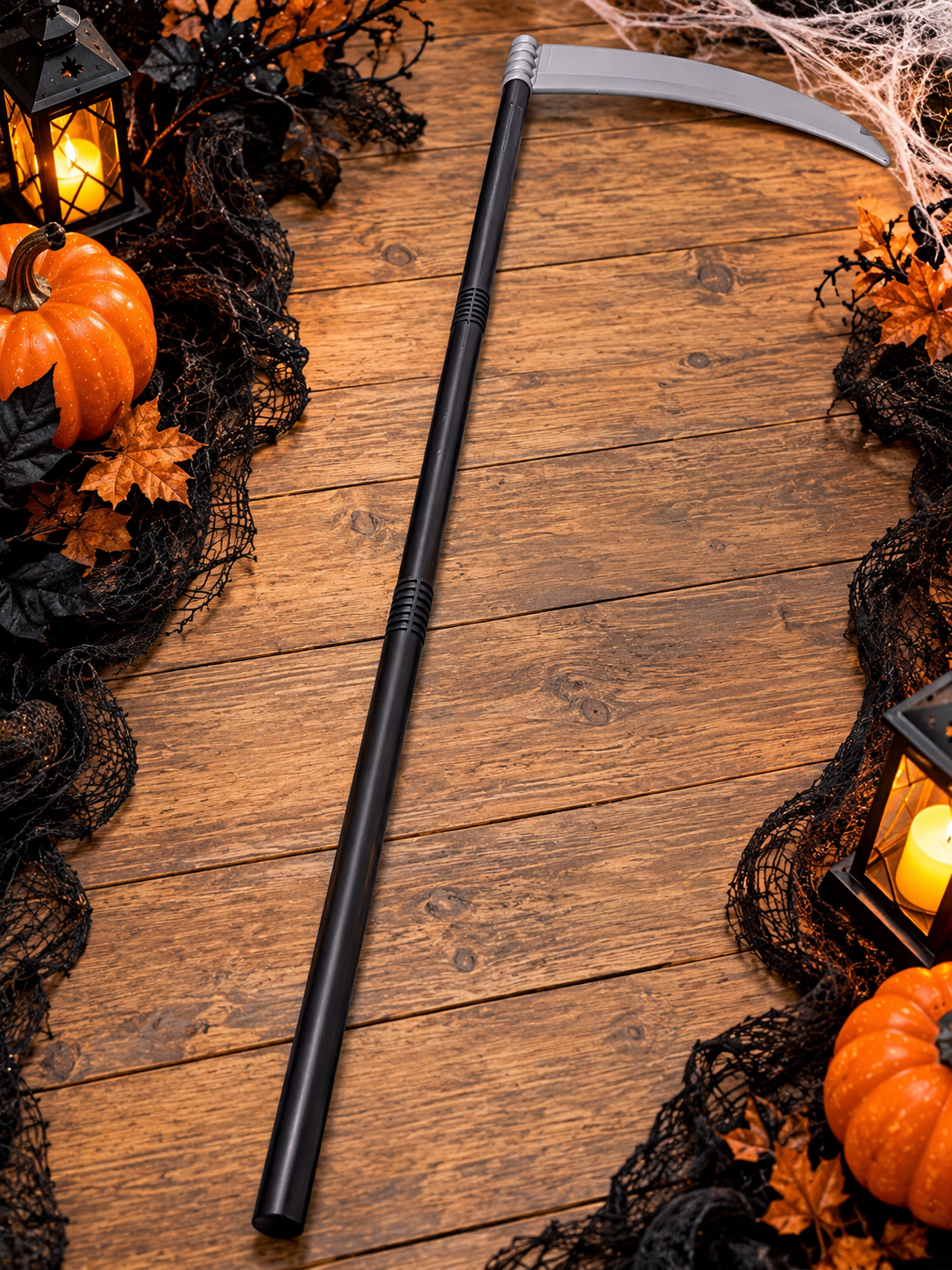 Glow-in-the-Dark Grim Reaper Costume with Latex Mask and Scythe