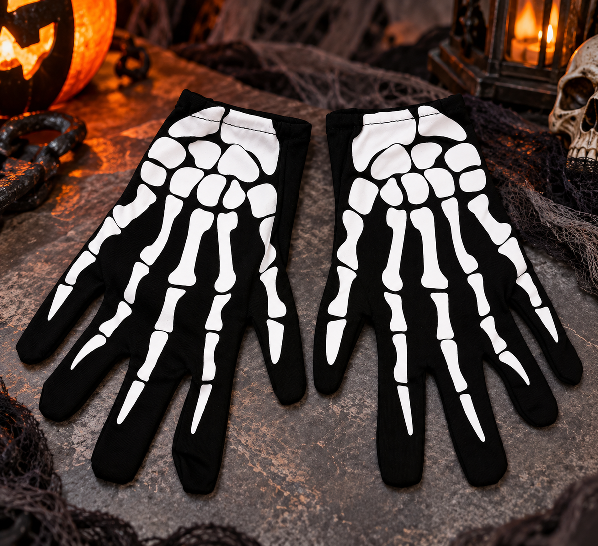 Glow-in-the-Dark Grim Reaper Costume with Latex Mask and Scythe