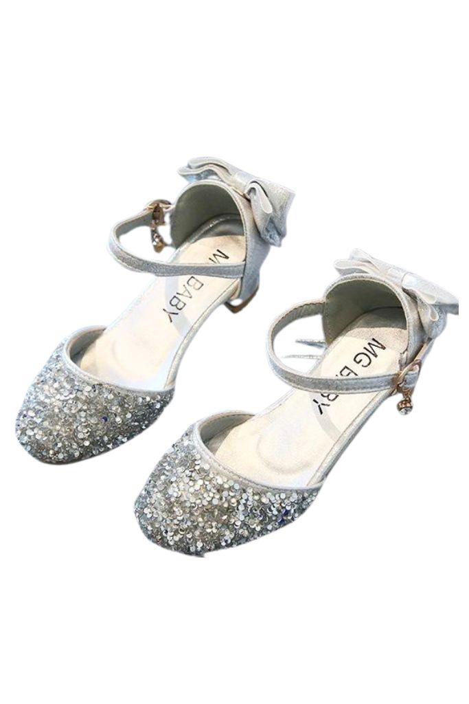 Silver Princess Shoes With Glitter And Stones