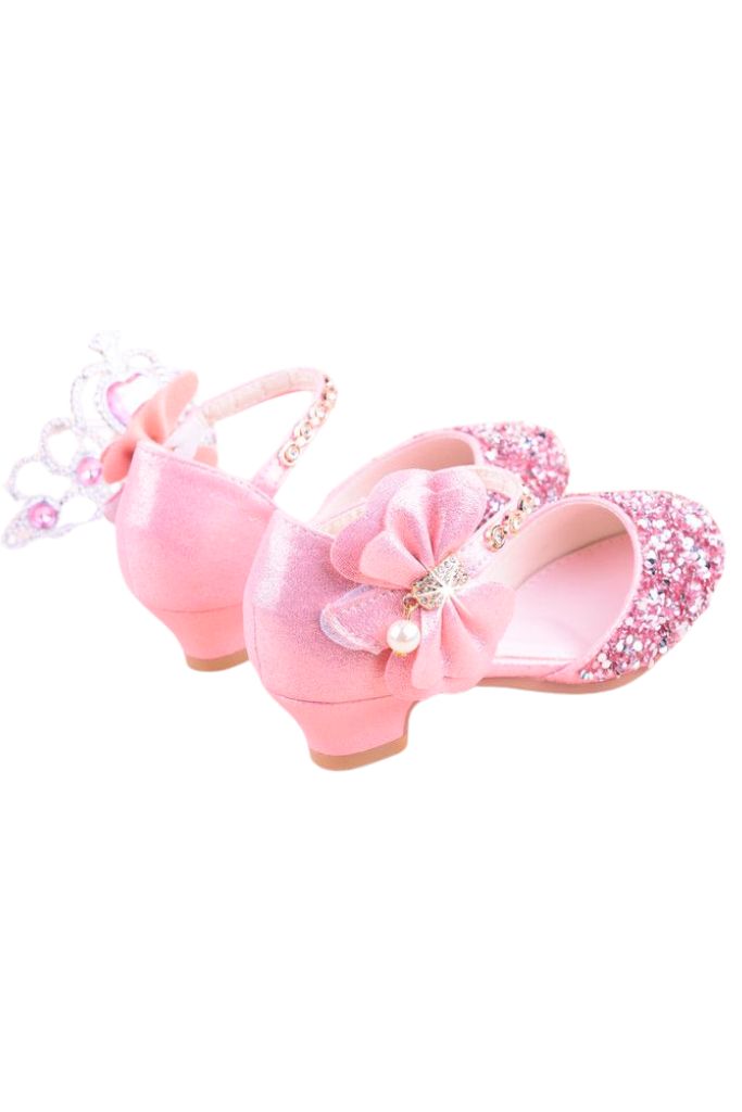 Zapatos de princesa rosa con purpurina y piedras 
