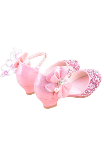 Zapatos de princesa rosa con purpurina y piedras 
