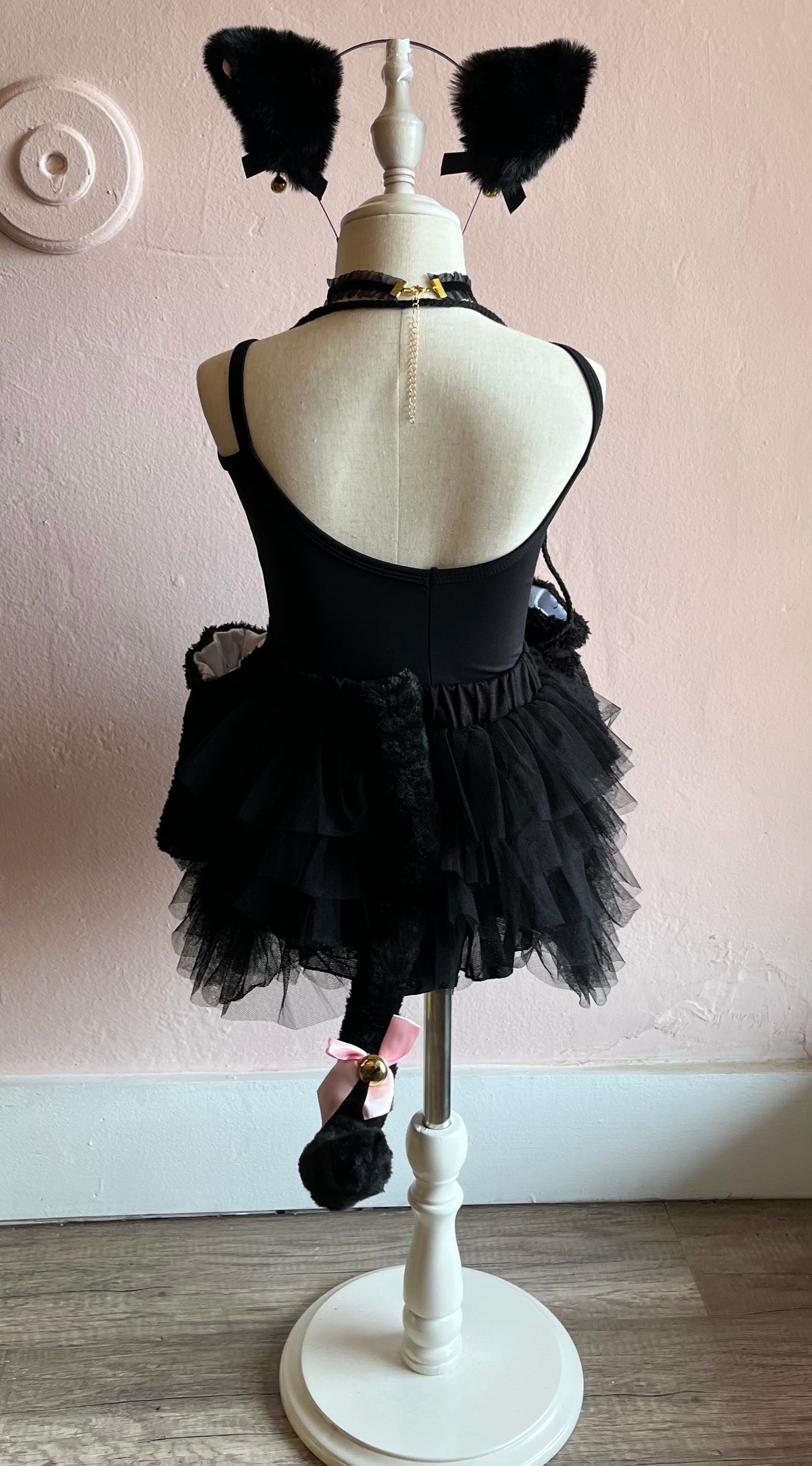 Pink Kitty Costume Set for Girls – Headband, Tail, Gloves, Tutu & Leotard