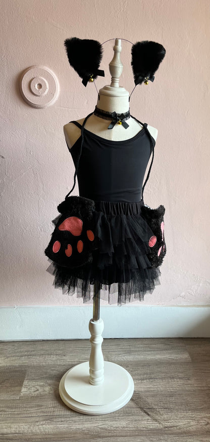 Pink Kitty Costume Set for Girls – Headband, Tail, Gloves, Tutu & Leotard