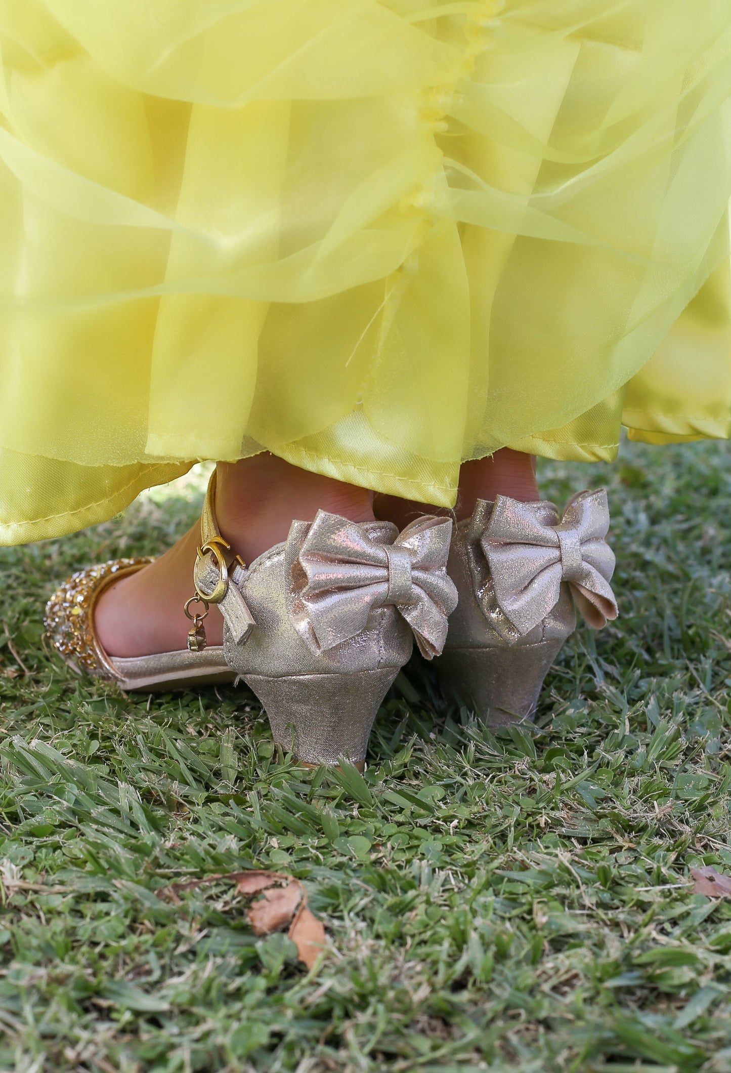 Gold Princess Shoes With Glitter And Stones