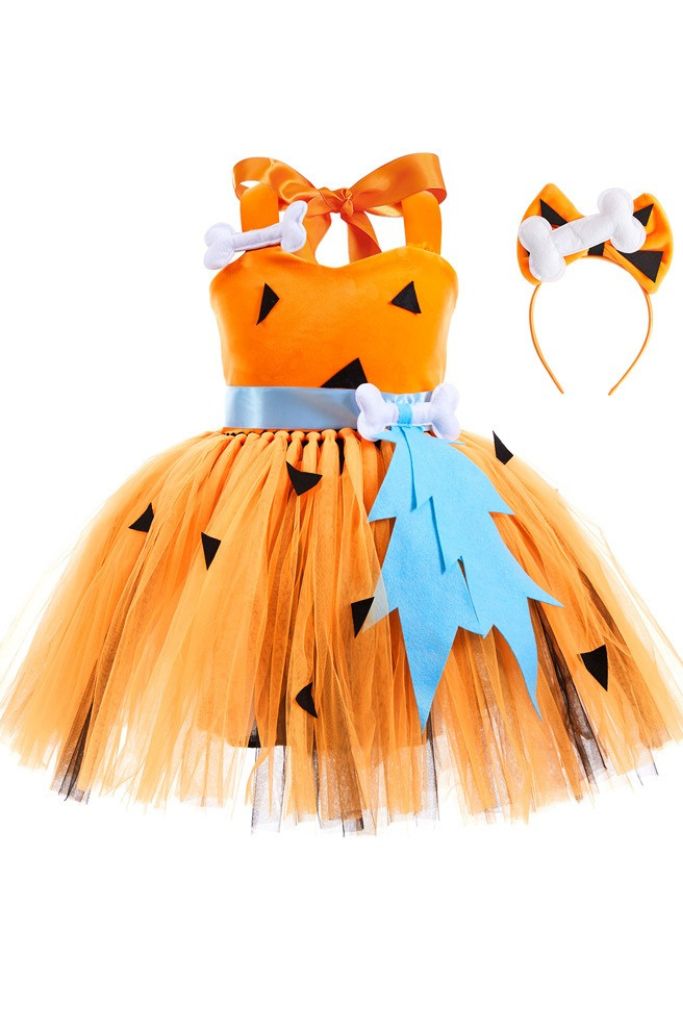 pebbles flintstone orange dress Pebble Dress Orange, Pebbles Costume for Toddler, Stone Age Themed Dress, Orange Pebbles Costume ,Pebbles Flintstone birthday girl Halloween