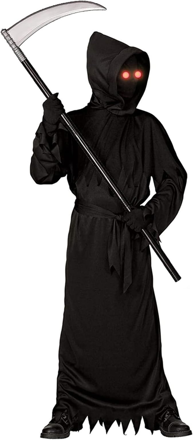 Light-Up Red Eyes Grim Reaper Costume with Scythe