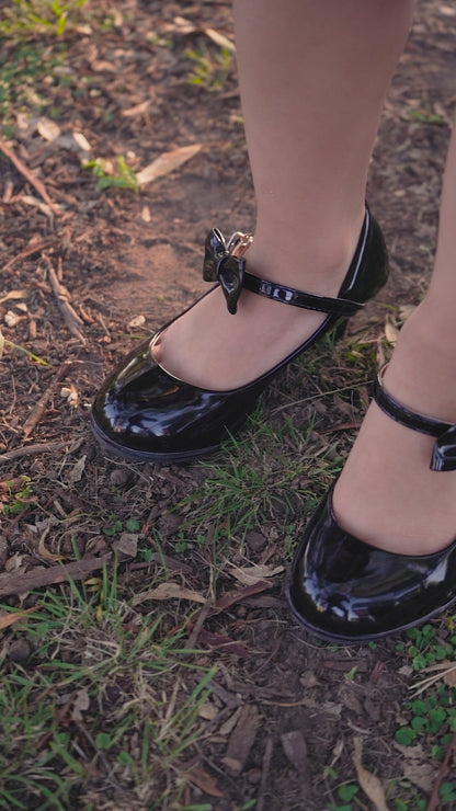 Patent Girl's Shoes with Studs
